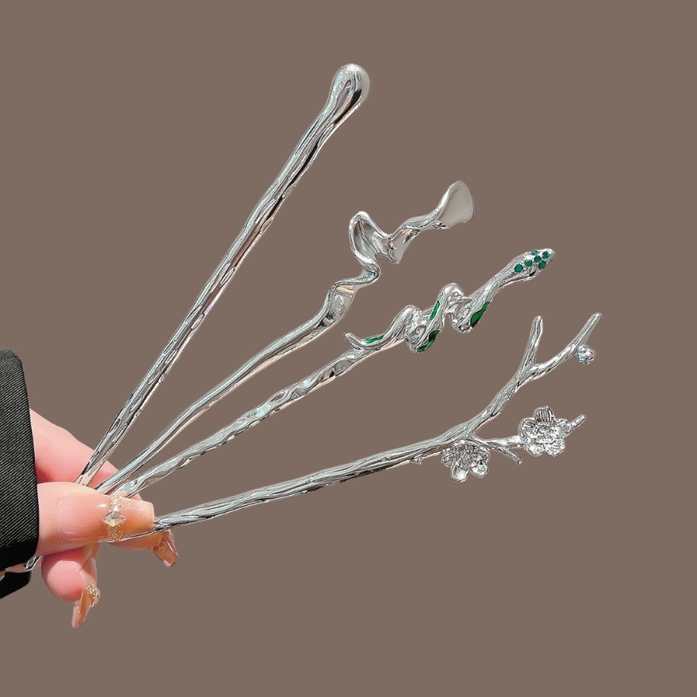 Tech Accessories For Women - Tusuk Rambut Logam Perak Gaya Cina