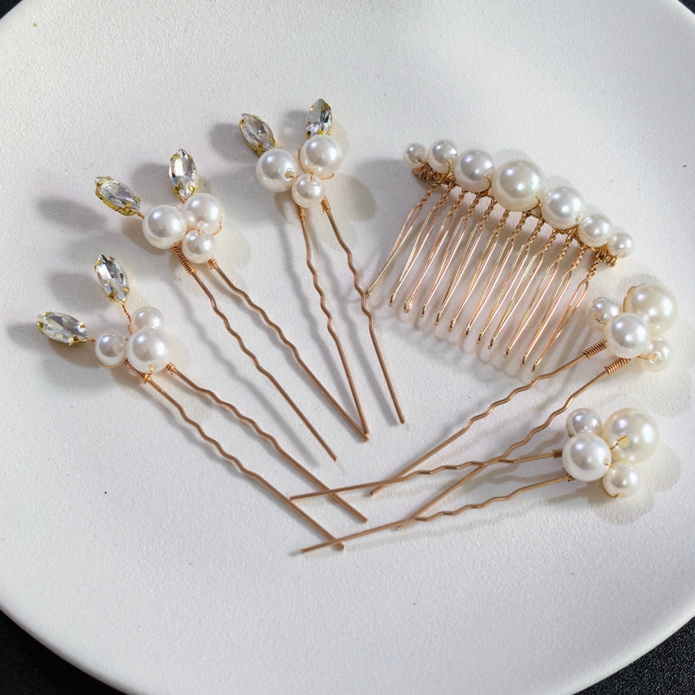 Tech Accessories For Women - Set Sisir Jepit Rambut Kristal Mutiara