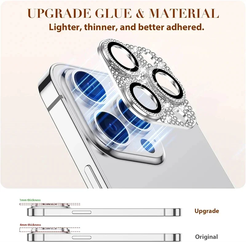 Tech Accessories Phone - Pelindung Lensa Kamera Glitter Berlian Imitasi