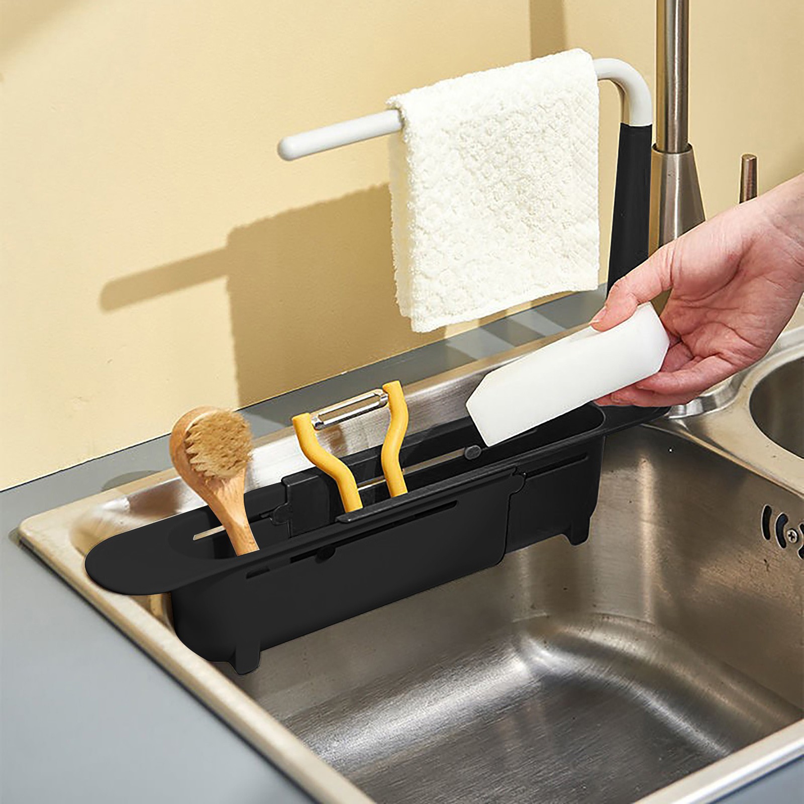 Elescopic rak pengering wastaf - Tech Accessories Organizer ulasan dan harga