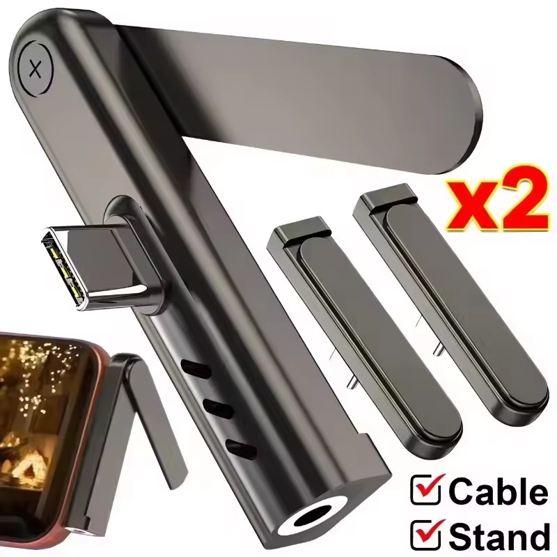 2/1 Buah Adaptor Lipat Braket  - Phone Stand Aluminum ulasan dan harga